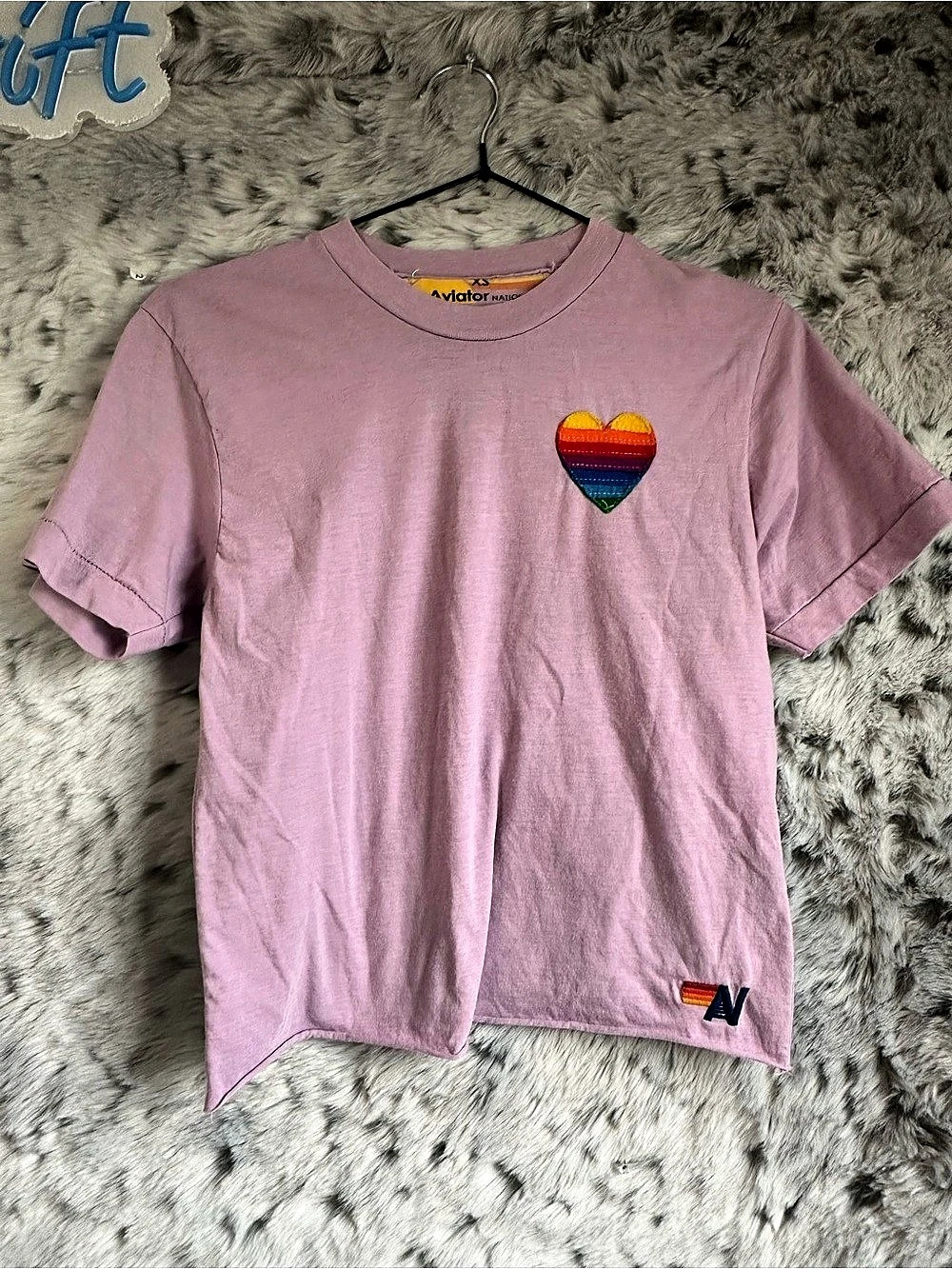 Aviator Nation Heart Embroidery Boyfriend Tee Pink. 335